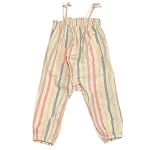Old Navy Striped Smocked Romper Cream Blue Lavender Green Size 18-24 mos